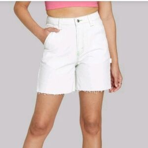 Wild Fable Highest Rise White Denim Utility Shorts Size 6